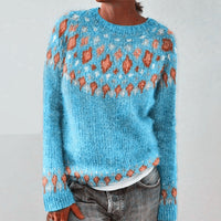Round Neck Multicolor Loose Fashion Pullover Sweater