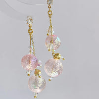 Fairy Sweet Girly Peach Pink Colorful Glass Ball Eardrops