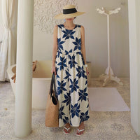 Loose Round Neck Sleeveless Floral Jumpsuit