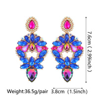 Multi Color Paved Rhinestone Floral Teardrop Dangle Earrings Women Luxury Statement Wedding Prom Formal Party Accessories