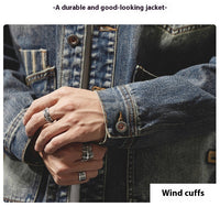 American Retro Embroidered Denim Coat Men's Jacket