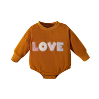 Multi Color LOVE Embroidered Long Sleeve Romper