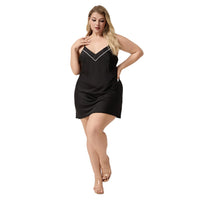 Plus-size Womens Summer Ice-silk Camisole Sexy Nightdress With A V-neck