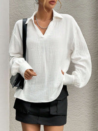 Women's Casual Collar Half Checkered Long Sleeved Shirt
