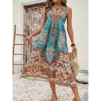European And American-style Casual Printed Maxi Dress