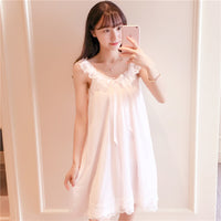 Western Style Lace Trim Sleeveless Suspender Pajamas Loose Mid-Length Comfortable Casual Nightdress