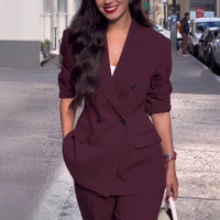 Womens Stylish V-Neck Blazer Suit