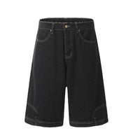 Niche Design Flip-down Denim Shorts Men