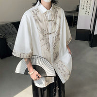 Chinese-style Zhongshan Suit Tang Suit Mandarin-button Ice-silk Short-sleeve Shirt