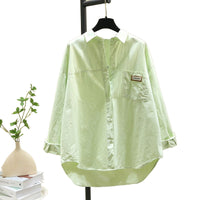 Women's Cotton Long-sleeved Shirt Fashionable Loose Cardigan Shirt