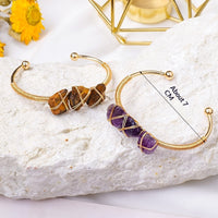Natural Crystal Raw Stone Wire-wrapped Bracelet