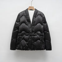 Casual Autumn And Winter Minimalist Chinese-style Solid Color V-neck Loose Jacket