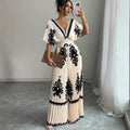 Casual Printed Loose Short-sleeved Jumpsuit