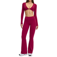 Sports Neck-Hanging Beautiful-Back Brushed Flared Yoga Set