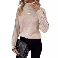 Women's Turtleneck Long Sleeve Sweater Pullover Hollow Out