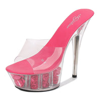 Women's High Heel Slippers With Crystal Sole