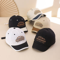Fashionable Embroidered Lettered Patchwork Mountain Peak Short Brimmed Baseball Cap With Soft Top, Versatile And Adjustable Visor, Suitable For Outdoor Cycling.