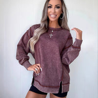 Women's Loose Casual Solid Color Slit Top
