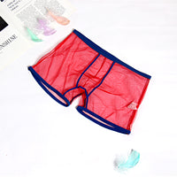 Men's See Through Breathable Mesh Solid Color Boxers