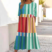 Casual Retro Ocean Art Print Womens Loose Dress