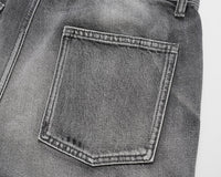 High Street Washed Denim Hole With Cat Whisker Brushed Shorts