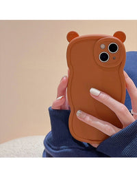 Solid Color Bear Ear Retro Mobile Phone Case