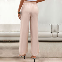 European And American-style Casual Elastic-waist Pants Womens High-waisted Straight-leg Trousers