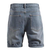 Starry Sky Pattern Denim Shorts Men's Retro Straight