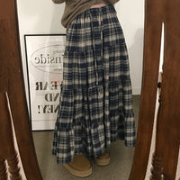 British Retro Plaid Patchwork A-Line Skirt