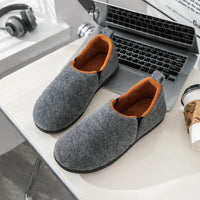 Solid Color Bag Heel Men's Cotton Slippers Rubber Sole Warm Shoes