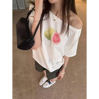 Off-shoulder Spicy Girl Slash-neck Short-sleeve T-shirt