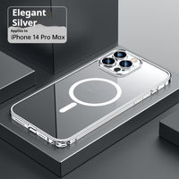 Applicable 17 Metal Frame Phone Case Magnetic Suction Spring Fastener Transparent Eagle Eye Lens Protective Cover