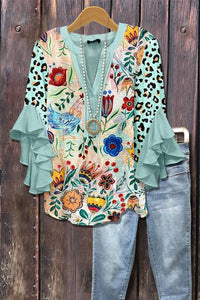 Casual Top With A Creative Floral Print And Digital Printing