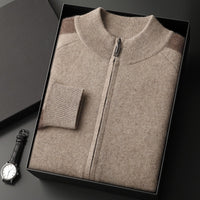 New Thickened Casual Sports Cashmere Men's Half Turtleneck Zipper Knitted Cardigan Suit