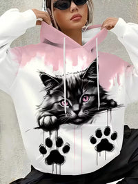 Women's Zebra-Print Casual 3D Printed Hoodie