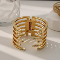 Versatile Light-luxury Punk-style Open Bangle With A Wide Design