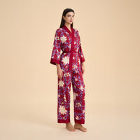 Floral-print Satin Chiffon Loungewear Set