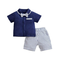 Summer Short-sleeved Children's Gentleman Two-piece Suit Male Baby Clothes