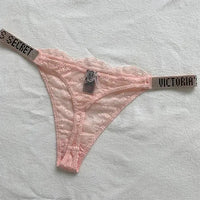 Rhinestone Lace Underwear Women's T-back
