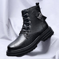 Autumn And Winter Cowhide Casual Men's Boots Thick Bottom Round Toe Warm
