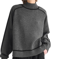 Maillard Autumn And Winter Striped Contrast Color Top For Women