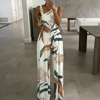 Women's Printed Sleeveless High Waist Casual Jumpsuit