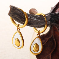 Personalized Light Luxury Stainless Steel Avocado Pendant Earrings, 18K Gold Plated High-End Elegant Ear Jewelry