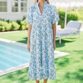 Women's Fashionable Printed Tiered Short-Sleeve Dress