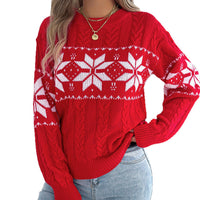 European And American Snowflake Pattern Lantern Long Sleeve Pullover Sweater