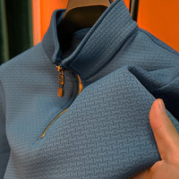 Men's Stand Collar Long Sleeve Turtleneck Zipper Top