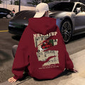 Wine Red Hooded Sweater Men's Autumn And Winter Fleece-lined