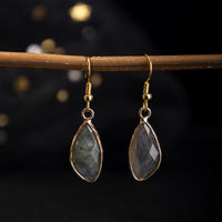Natural Crystal Drop Earrings With Amethyst And Gold-plated Edges