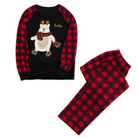 Ebay Christmas Plaid Cartoon Bear Printed Parent-child Wear Long Sleeve Pajamas Homewear Suit