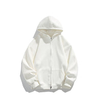 Men's Solid Color Simple Loose Zip Cardigan Hoodie